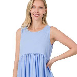 NWOT Brushed Sleeveless Empire Waist Shirring Top.